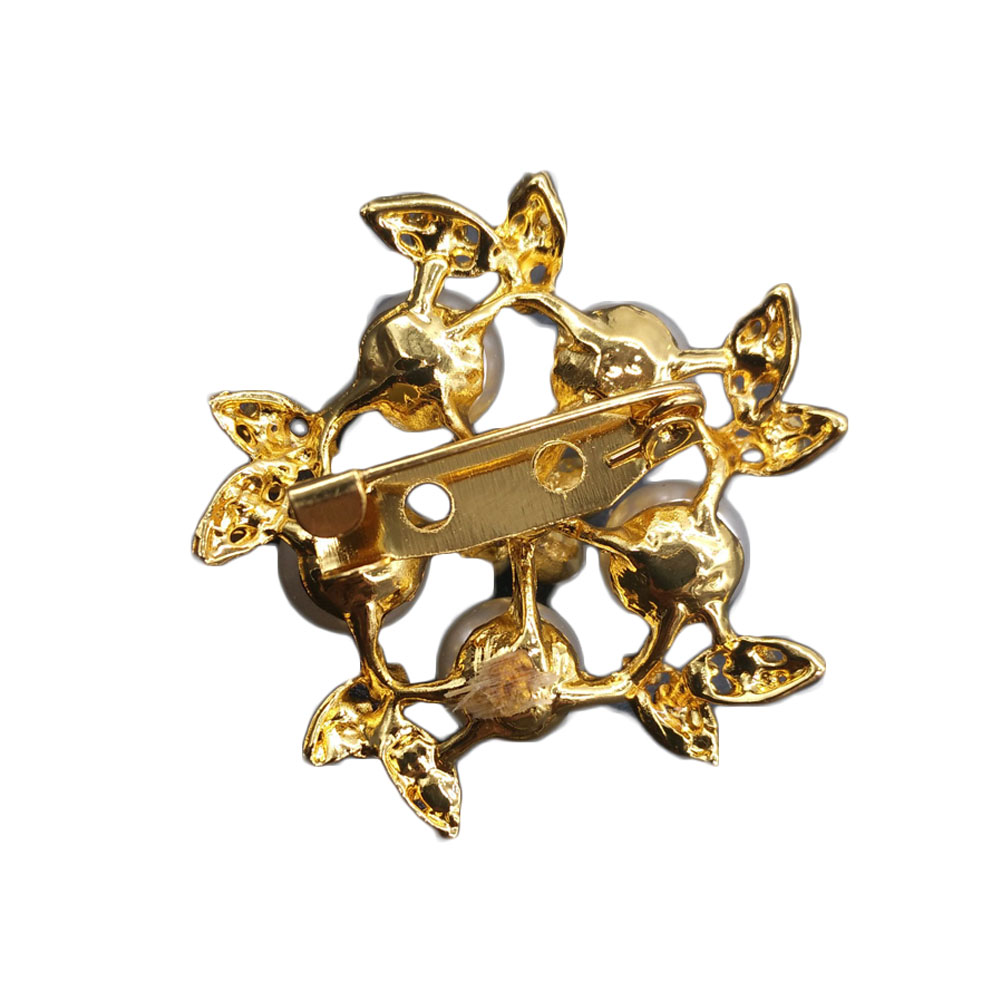 Brosch Kristall pärla SILVER/GULD - 5