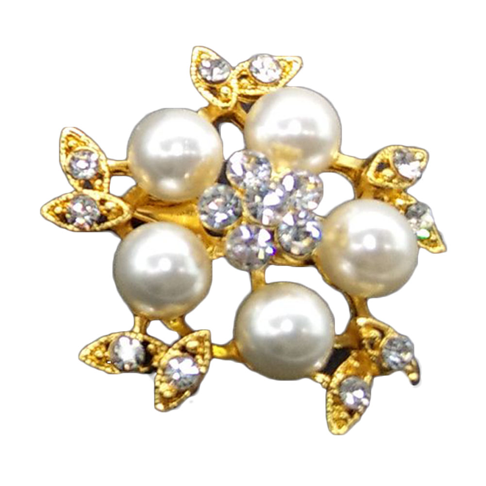 Brosch Kristall pärla SILVER/GULD - 3
