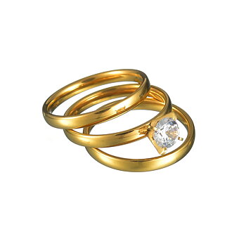 Rostfritt stål ring  förlovningsring 3 st / set zirkon