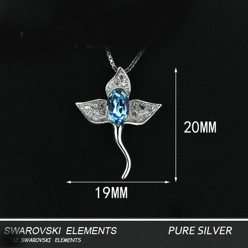 925 SILVER HALSBAND Österrikiska Kristall ROSA - 2