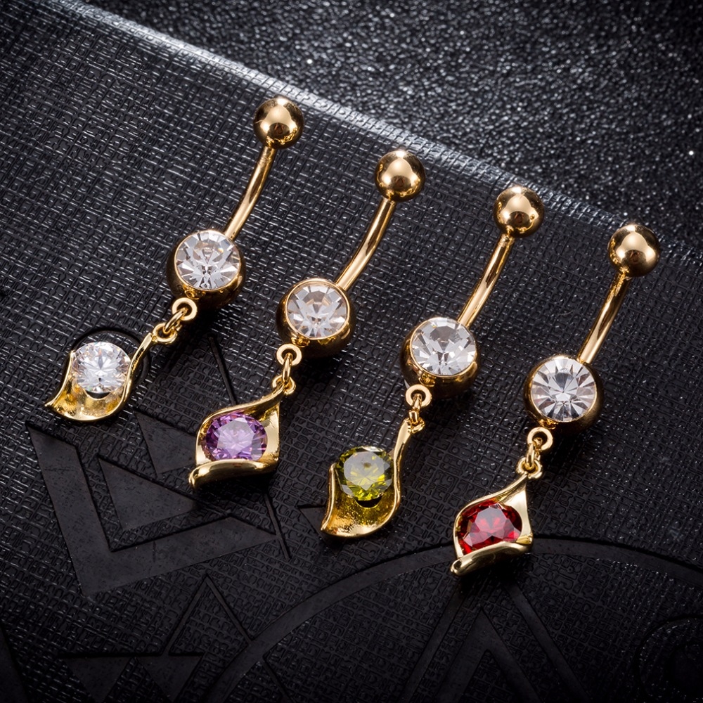 Gold Plated Navel Belly Button Ring Body Piercing Jewelry - 8