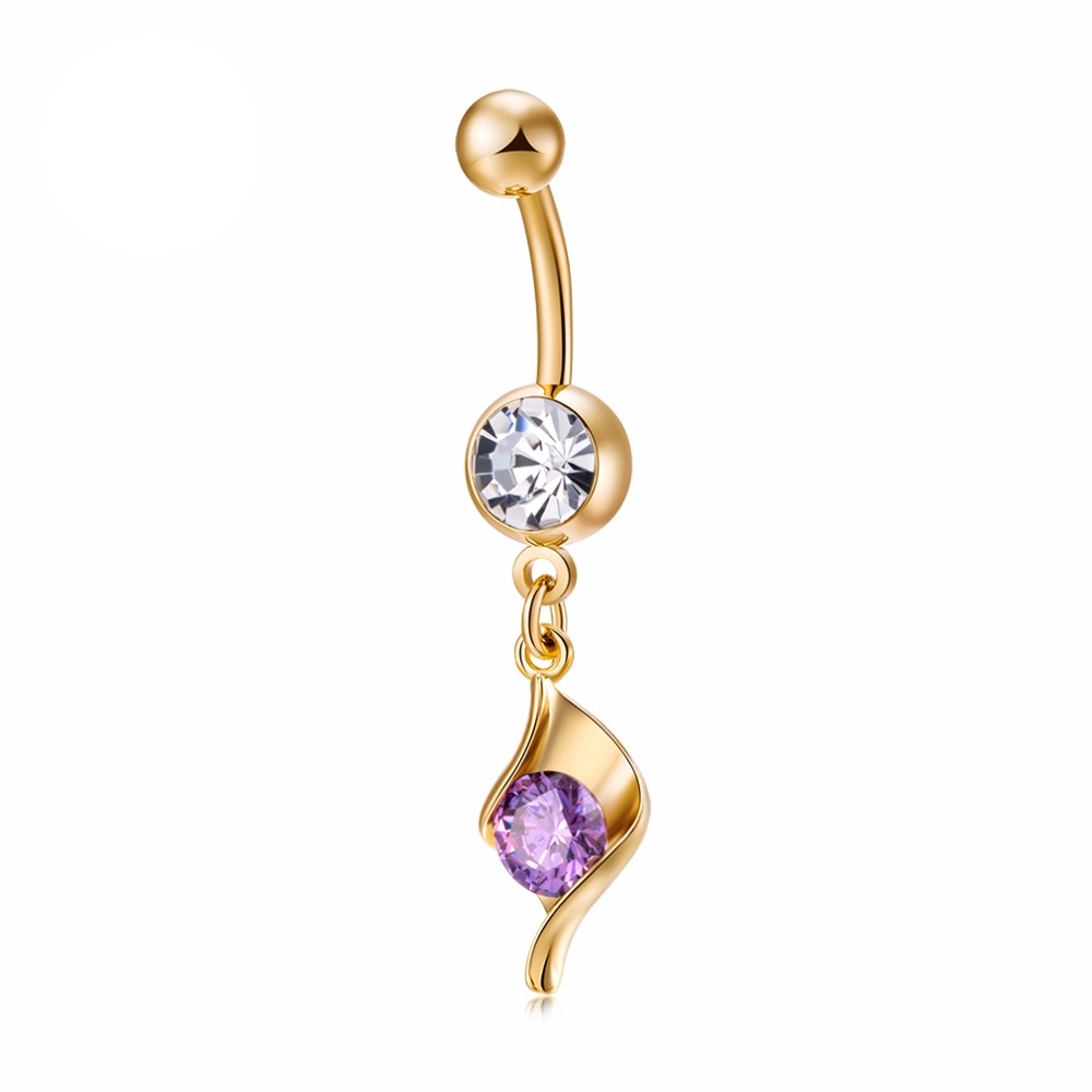 Gold Plated Navel Belly Button Ring Body Piercing Jewelry - 6