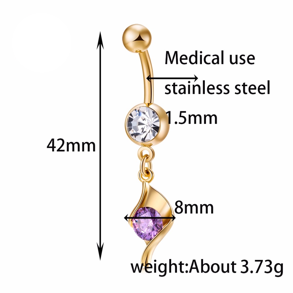 Gold Plated Navel Belly Button Ring Body Piercing Jewelry - 7