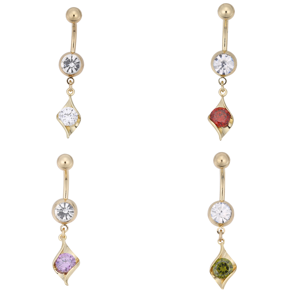 Gold Plated Navel Belly Button Ring Body Piercing Jewelry