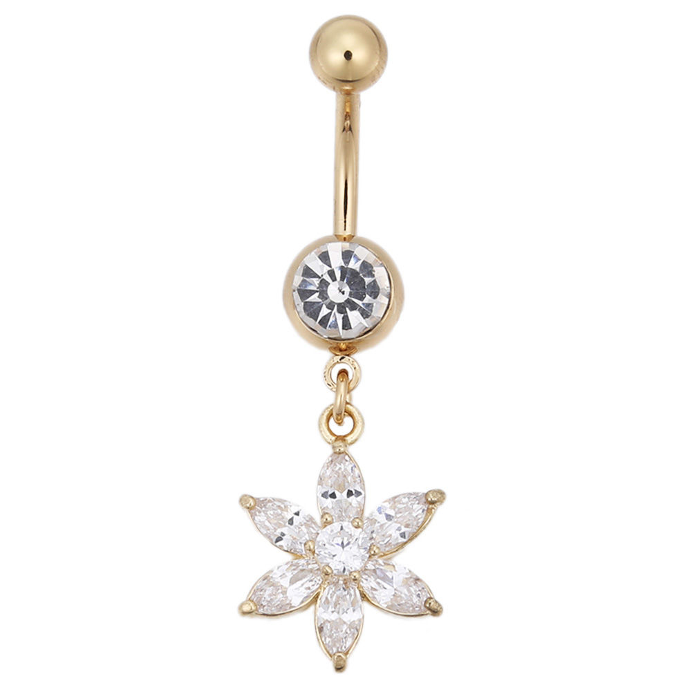 Guldpläterade navelpiercing CZ  VIT, RÖD, VIT-RÖD - 3