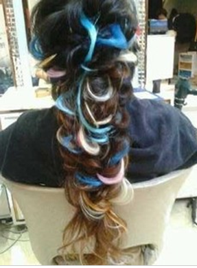 Multicolour neon straight hair wig lengthen - 3