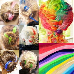 Multicolour neon straight hair wig lengthen - 2