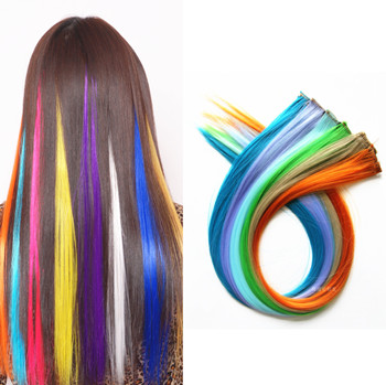 Multicolour neon straight hair wig lengthen