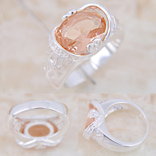Silver RING Morganite GEMSTONE - 2
