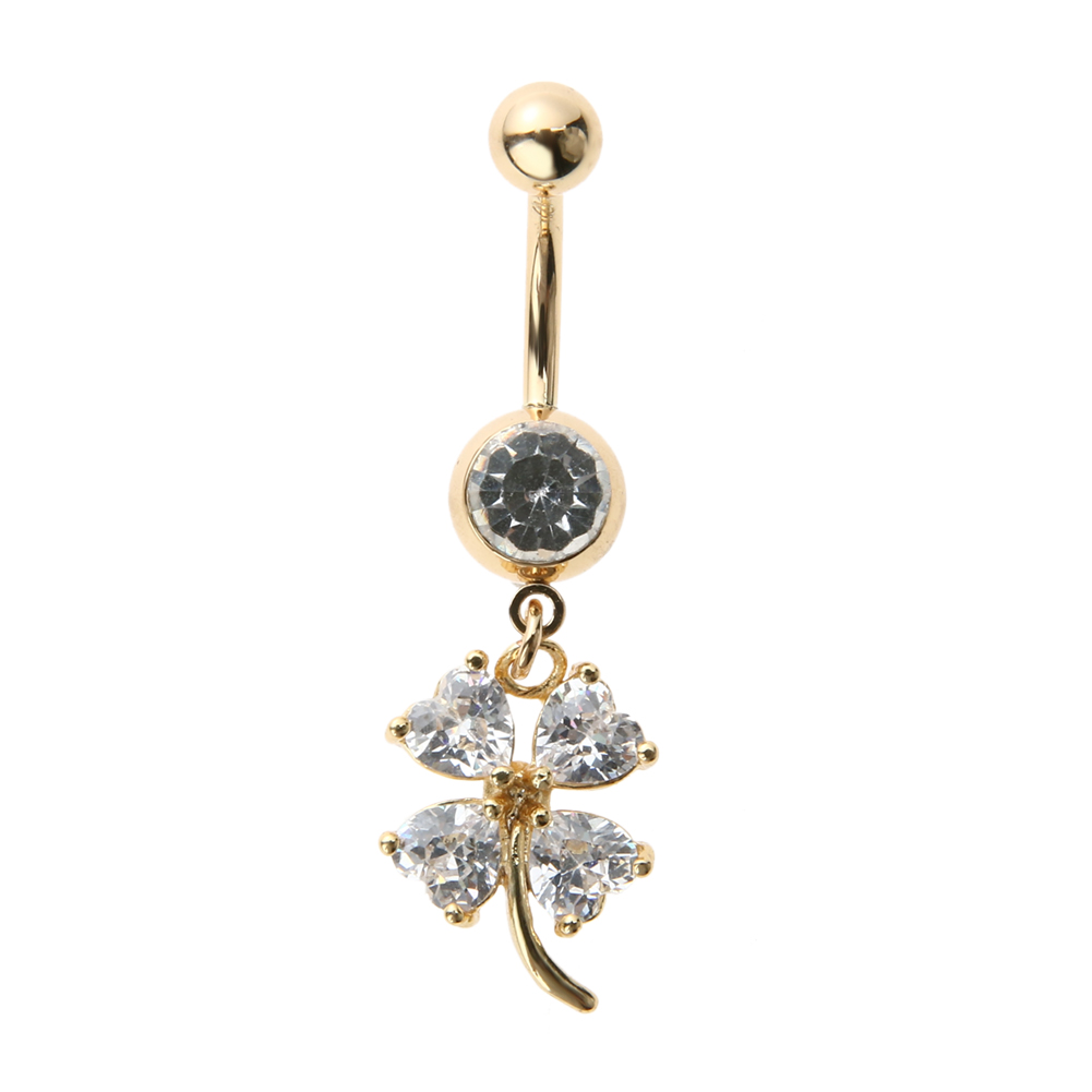 Guldpläterade navelpiercing CZ  VIT, MULTICOLOR - 5