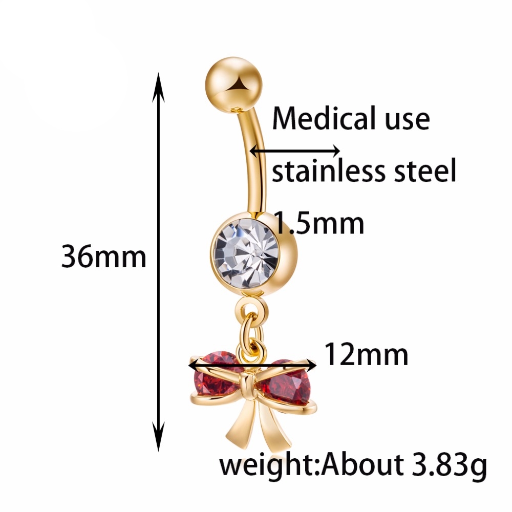 Gold Plated Navel Belly Button Ring Body Piercing Jewelry - 3