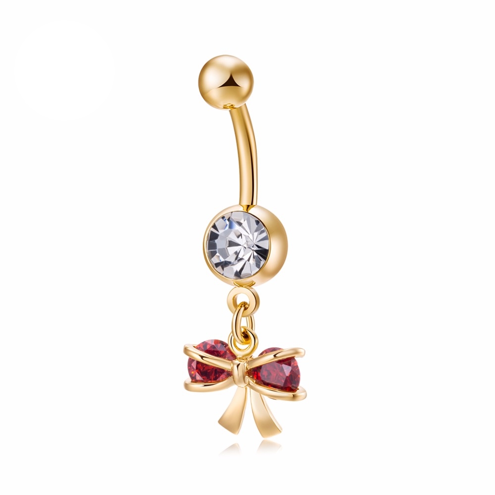 Gold Plated Navel Belly Button Ring Body Piercing Jewelry