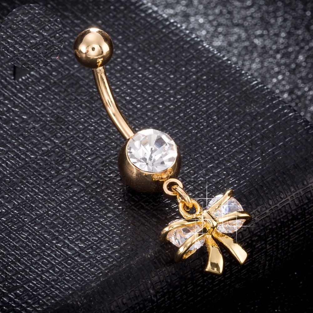 Gold Plated Navel Belly Button Ring Body Piercing Jewelry - 2