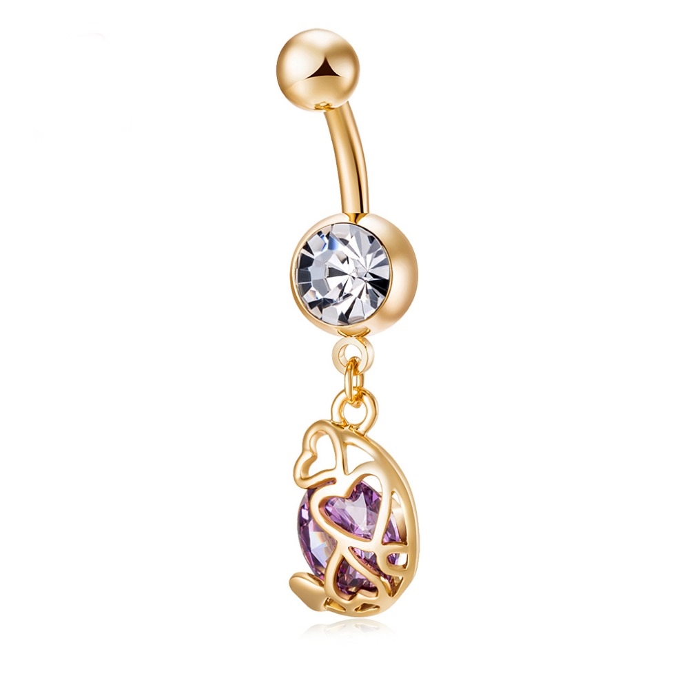 Gold Plated Navel Belly Button Ring Body Piercing Jewelry