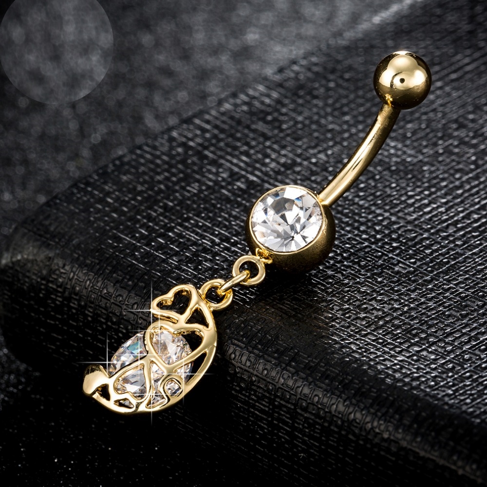 Gold Plated Navel Belly Button Ring Body Piercing Jewelry - 2