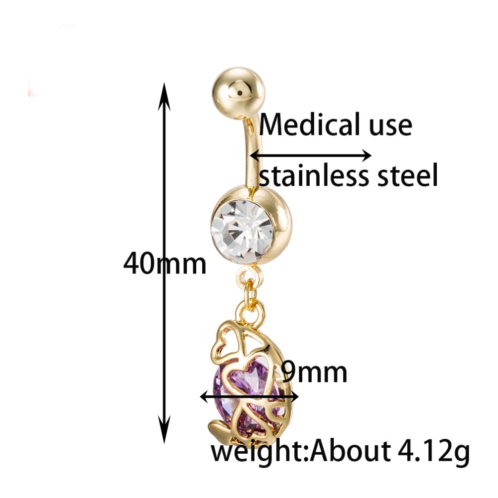 Gold Plated Navel Belly Button Ring Body Piercing Jewelry - 3