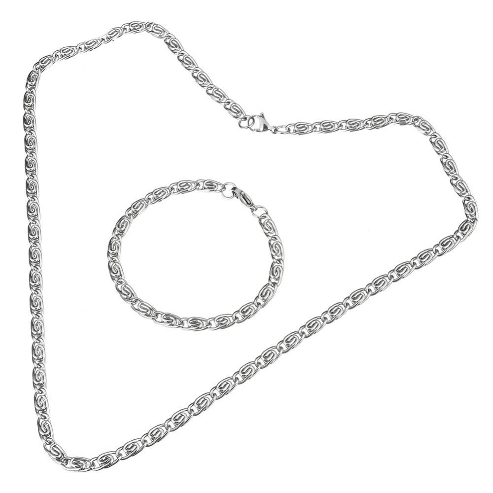 Rostfritt stål halsband + armband Set 2mm
