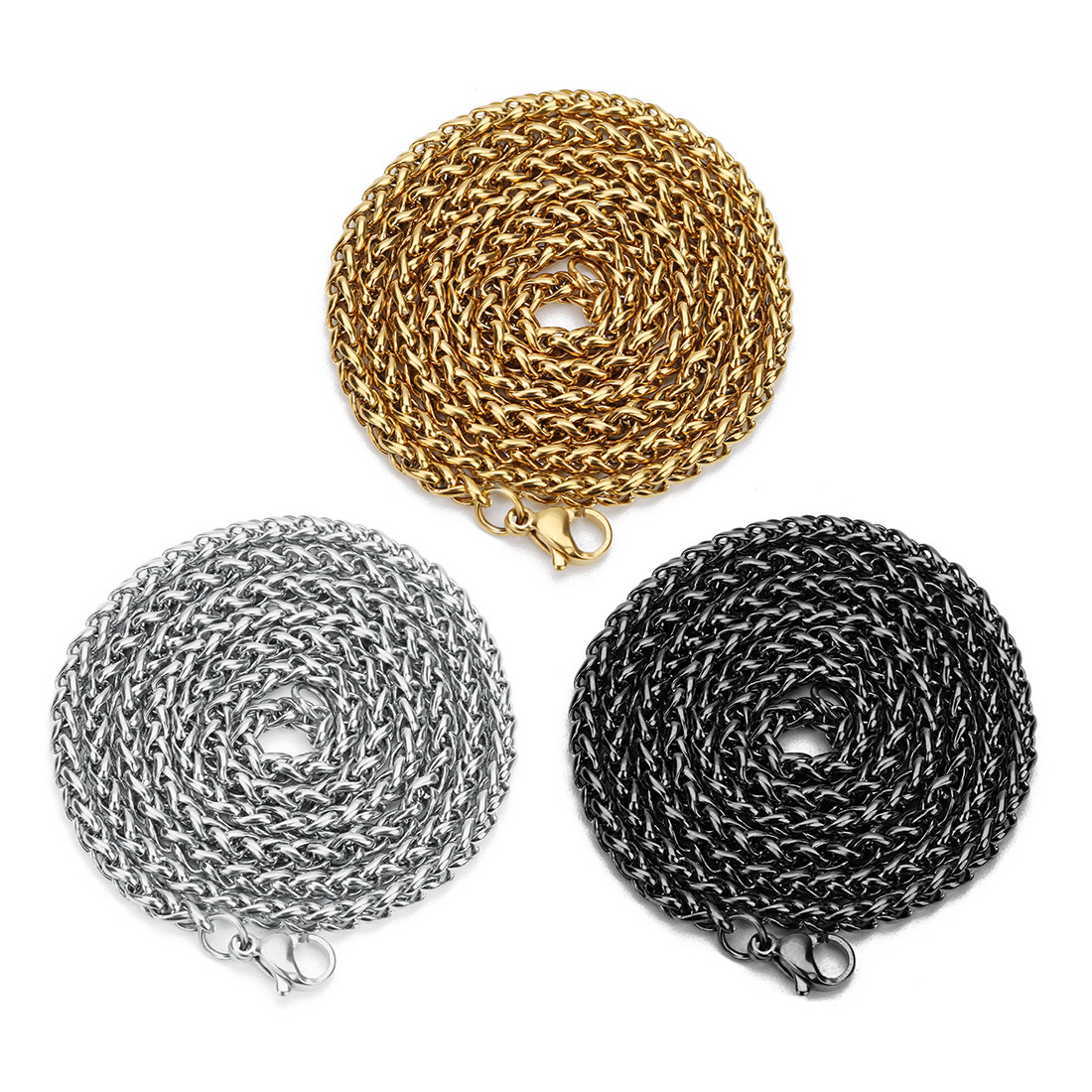 Rostfritt stål HALSBAND GULD, SILVER, SVART
