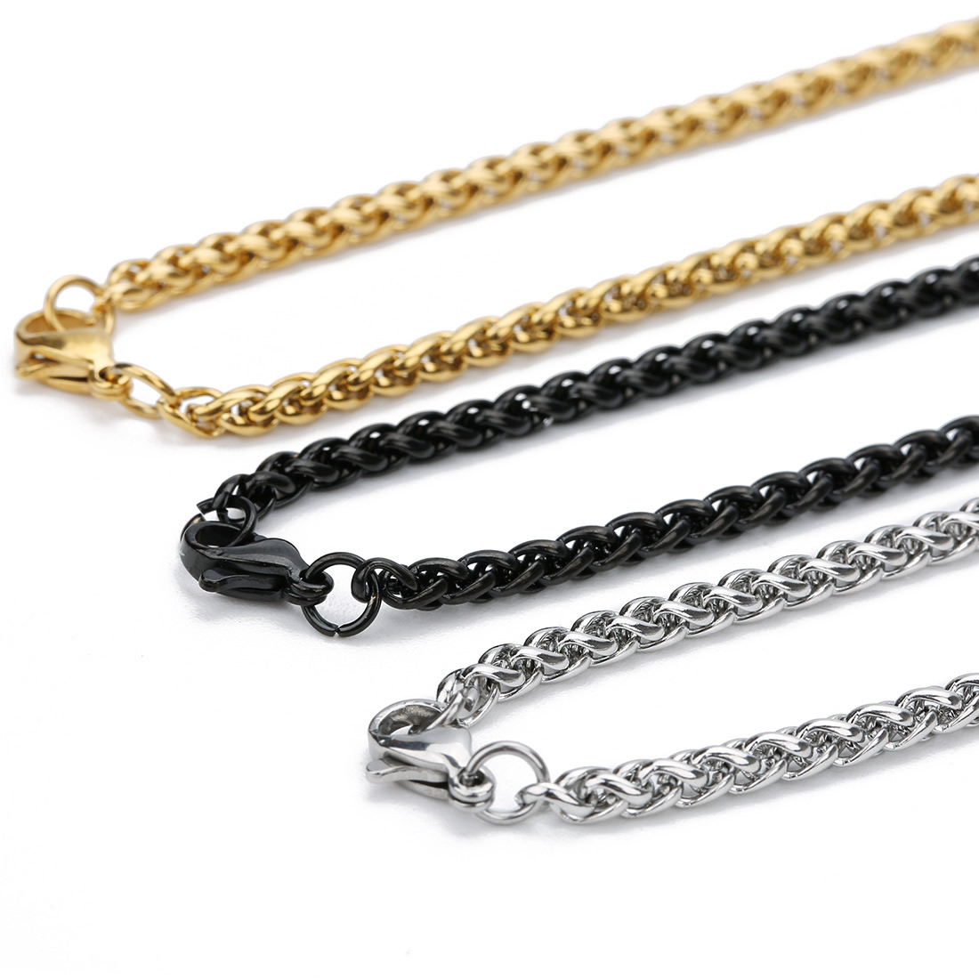 Rostfritt stål HALSBAND GULD, SILVER, SVART - 4
