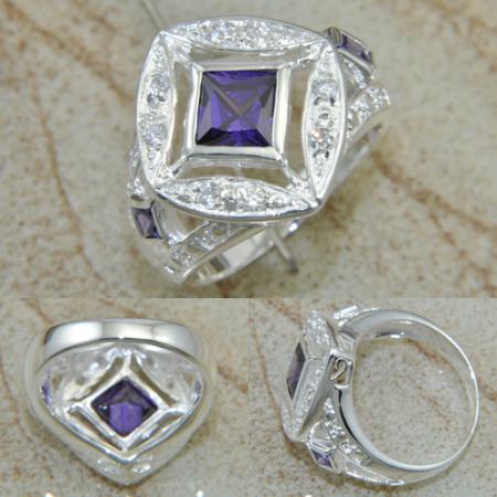 Silver RING AMETHYST GEMSTONE - 2
