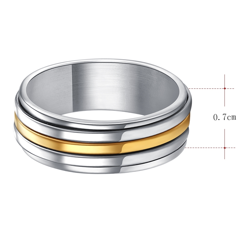 Stainless Steel Ring  7mm Wide Classic 3-Row - 2