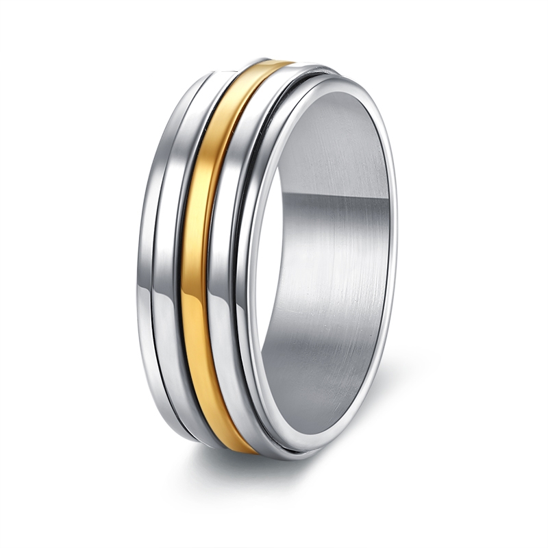 Stainless Steel Ring  7mm Wide Classic 3-Row