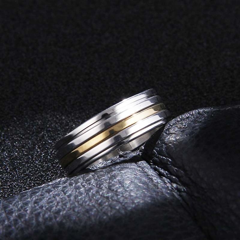 Stainless Steel Ring  7mm Wide Classic 3-Row - 3