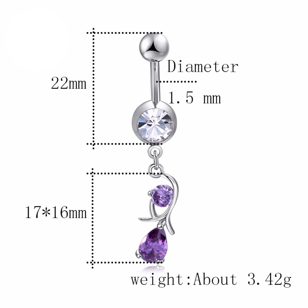 Gold Plated Navel Belly Button Ring Body Piercing Jewelry - 3