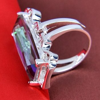 Silver RING Rainbow colored topaz GEMSTONE - 3