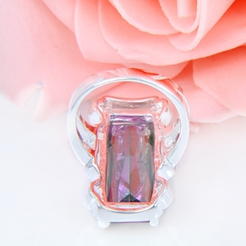 Silver RING Rainbow colored topaz GEMSTONE - 6