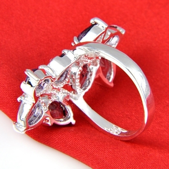 Silver RING Rainbow colored topaz GEMSTONE - 7