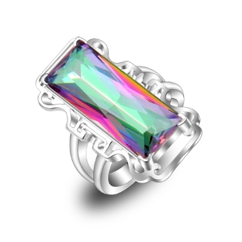 Silver RING Rainbow colored topaz GEMSTONE