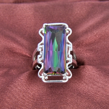 Silver RING Rainbow colored topaz GEMSTONE - 2