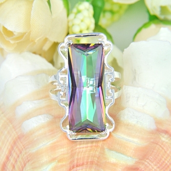 Silver RING Rainbow colored topaz GEMSTONE - 4