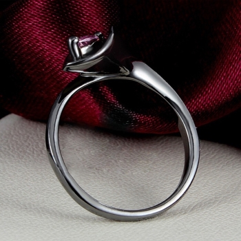 18K SVART Guldfyllda guld Filled gulddoublé Ring Rosa Cubic Zirconia Blomma - 2