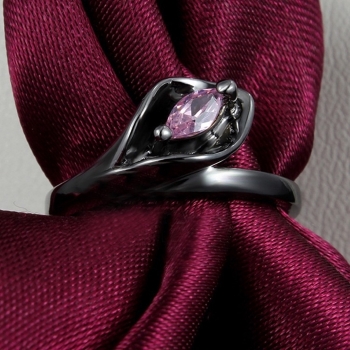 18K SVART Guldfyllda guld Filled gulddoublé Ring Rosa Cubic Zirconia Blomma - 5