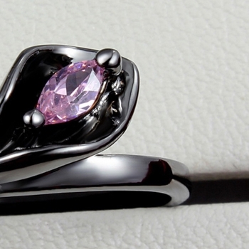 18K SVART Guldfyllda guld Filled gulddoublé Ring Rosa Cubic Zirconia Blomma - 3