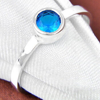 Silversmycken filled ring blå topas