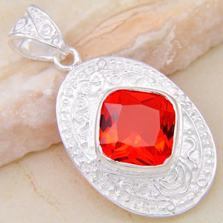 Silver Red quartz pendant