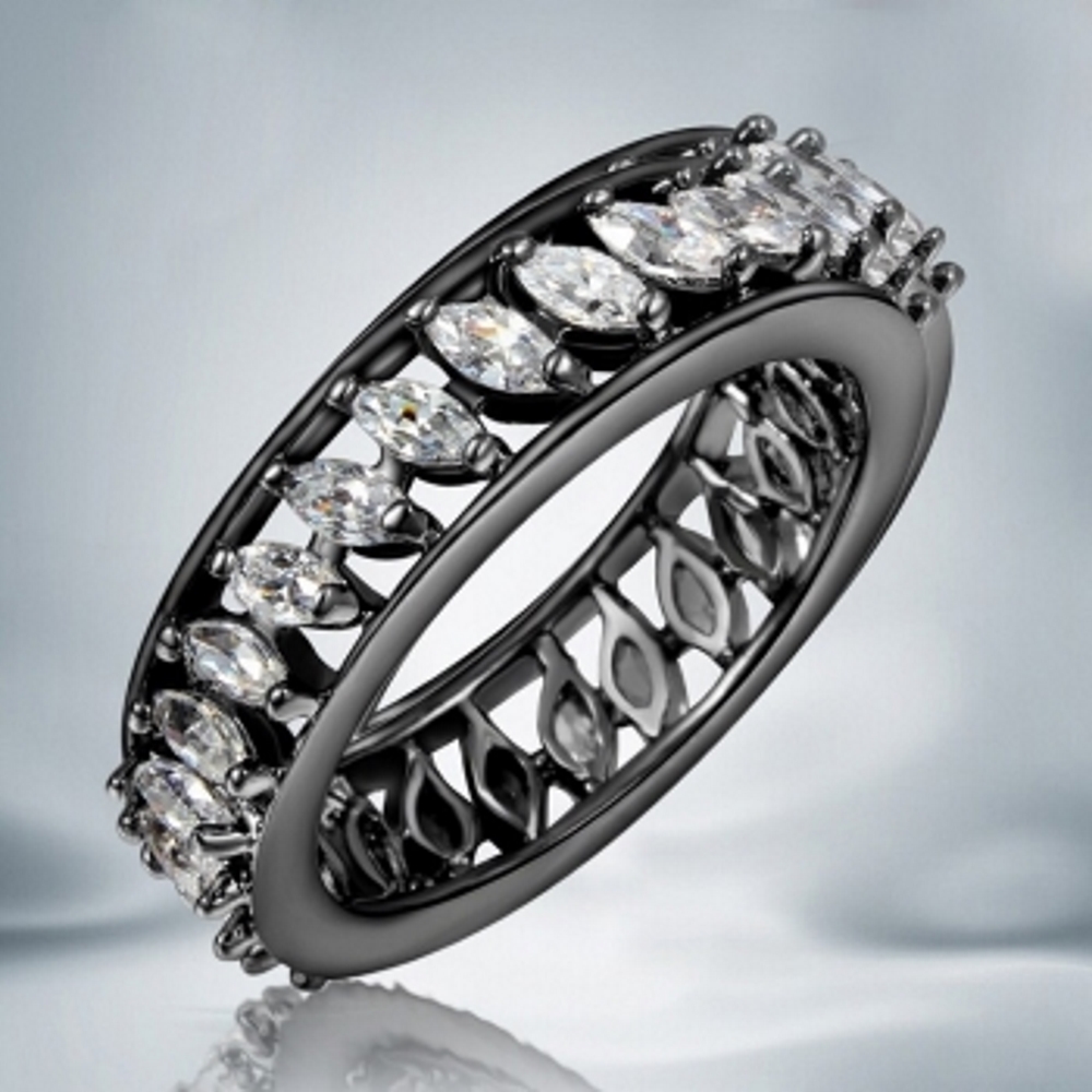 18K SVART Guldfyllda guld Filled gulddoublé Ring Cubic Zirconia