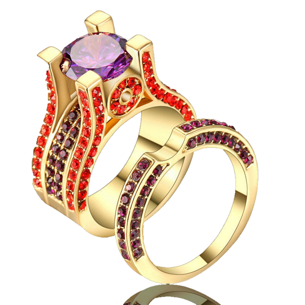 10K Yellow Gold Filled Engagement double ring