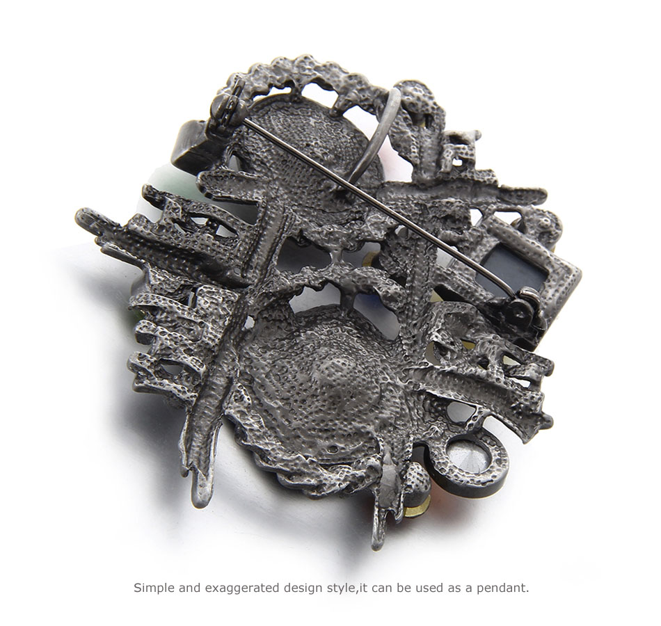 Brooch Crystal Vintage Multicolor Stone - 2