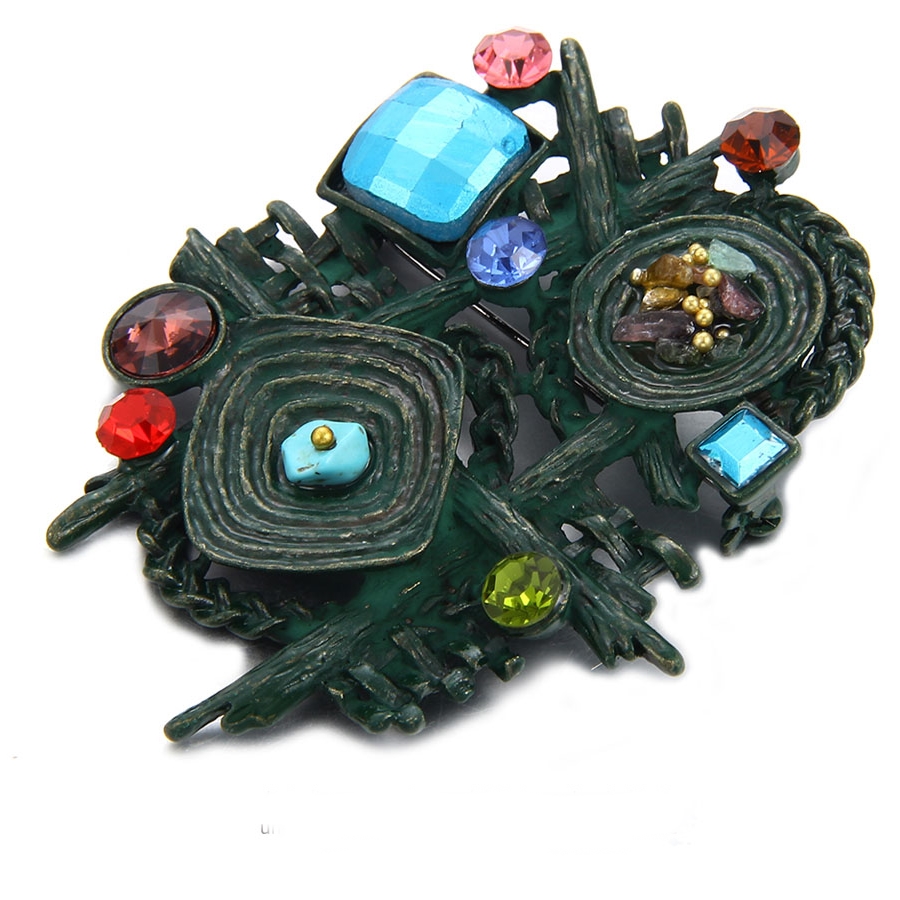 Brooch Crystal Vintage Multicolor Stone - 3