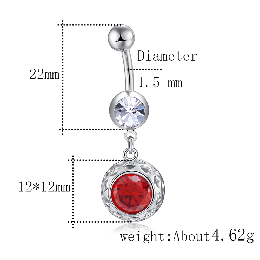 Guldpläterade navelpiercing CZ  - 2
