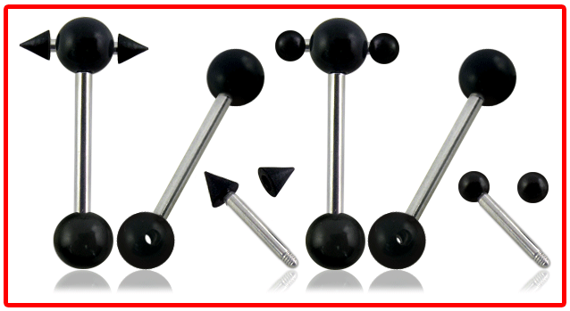 Tongue Barbell with UV balls - 2