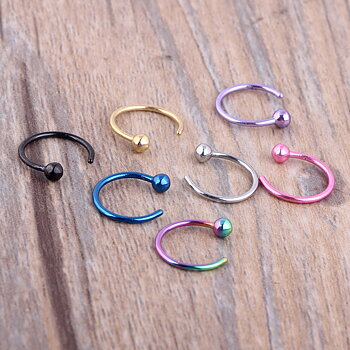 Rostfritt stål titan pläterad cirkulär piercing näsa ring 5 st pack