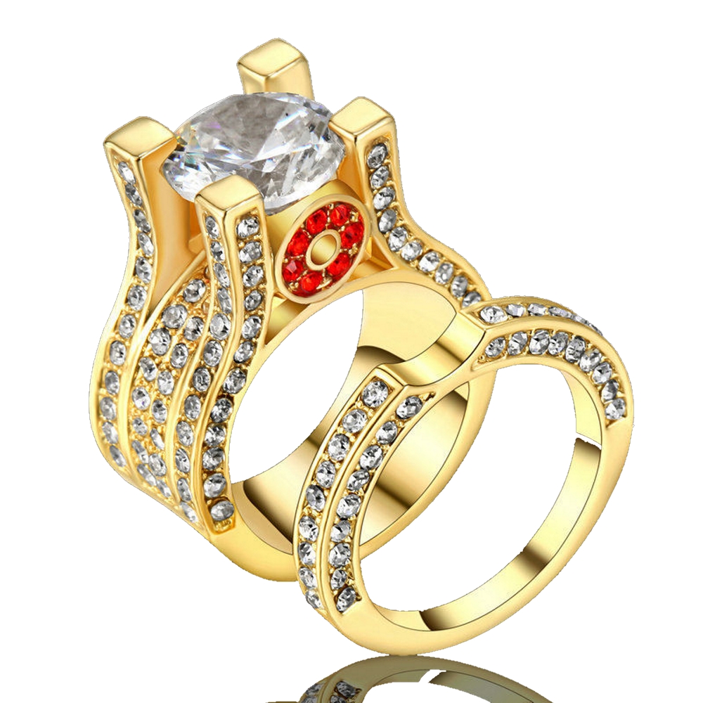 10K Yellow Gold Filled Engagement double ring