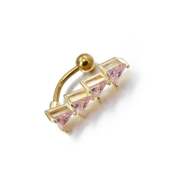 18K guldpläterad triangeln Kubik Zirkon CZ Piercing navelring Sexy kropp smycken