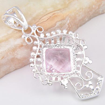 Silver Pink topaz pendant - 2