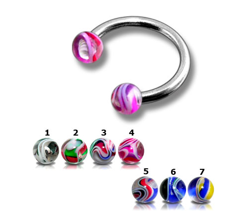 SS Circular Barbells with UV Balls - 2